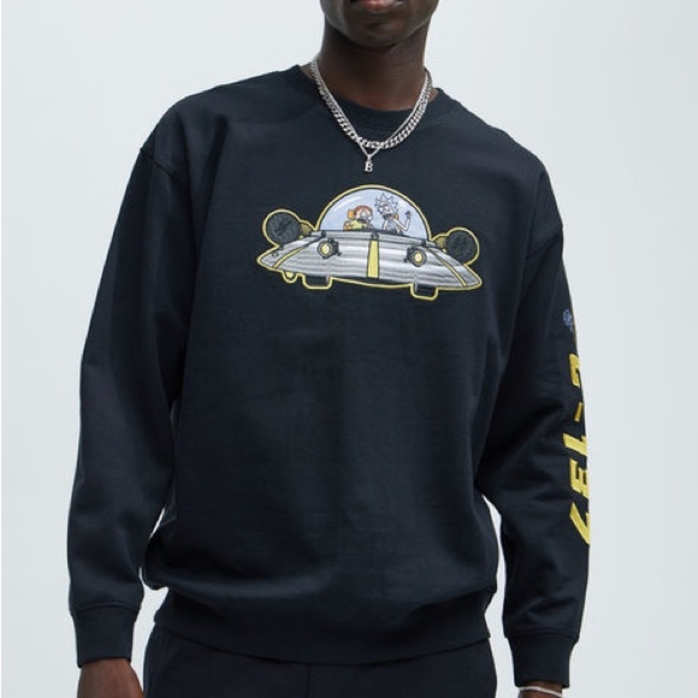 Rick and Morty Black Graphic Men's Sweater Size S
